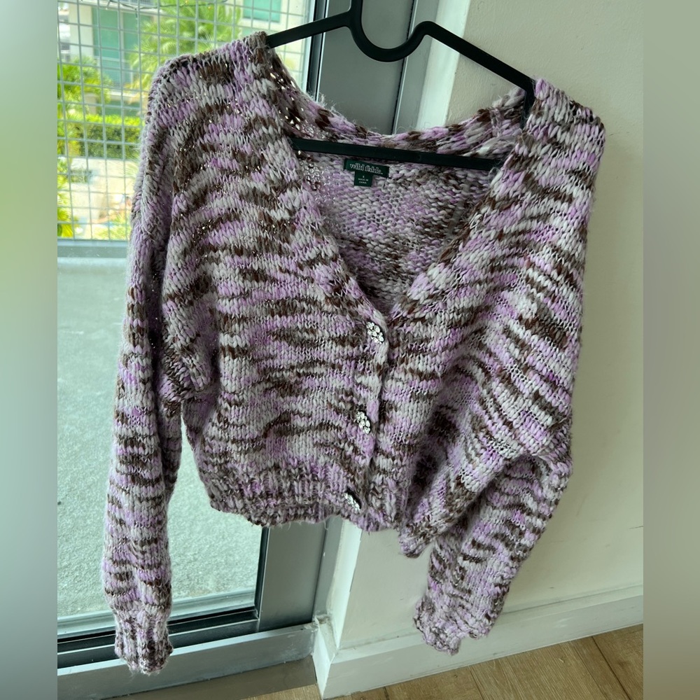 Wool sweater purple and gray